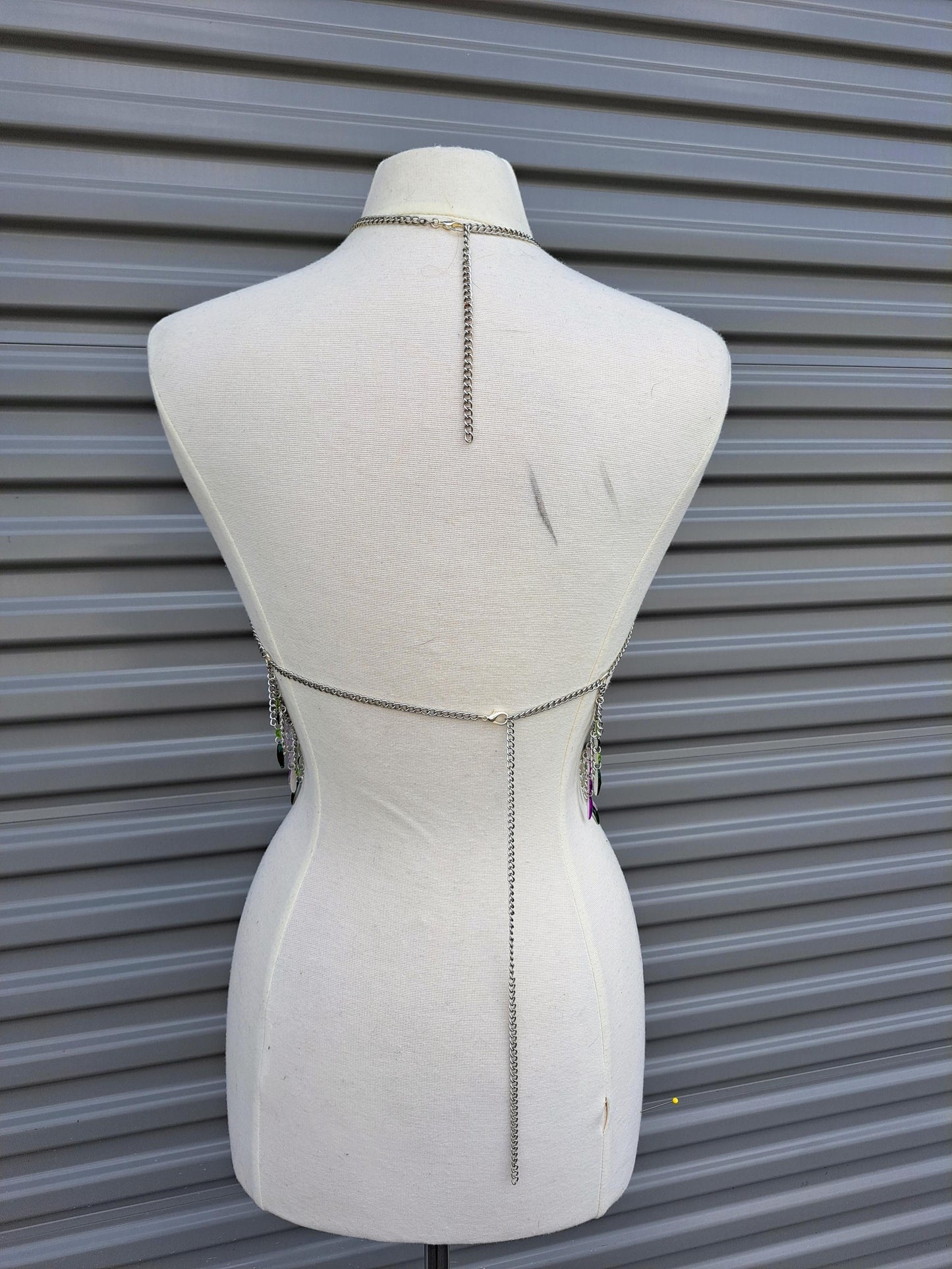 Custom Made Celestial Moonbeam Adjustable Body Chain with real Amethyst