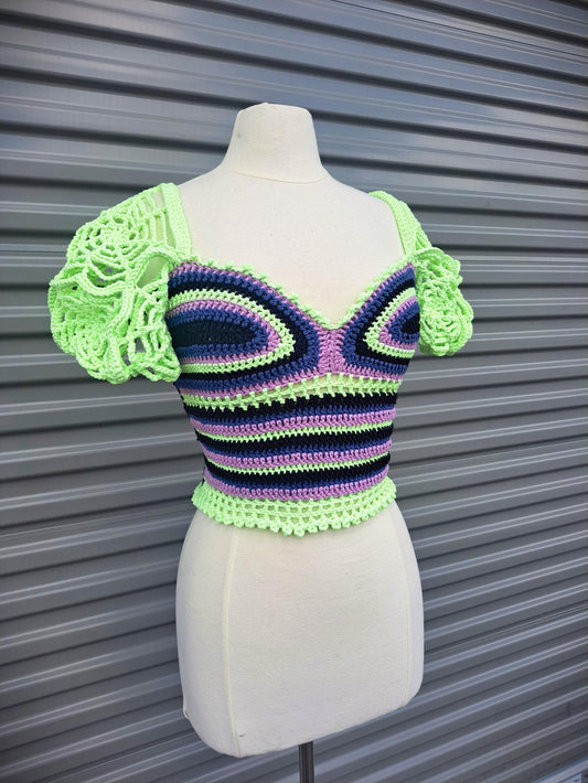 Glow in the Dark Princess Spiderweb Cottagecore Crochet Top Large