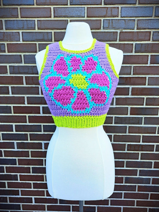 Retro 90s / 70s crochet sweater vest size Sm/Md