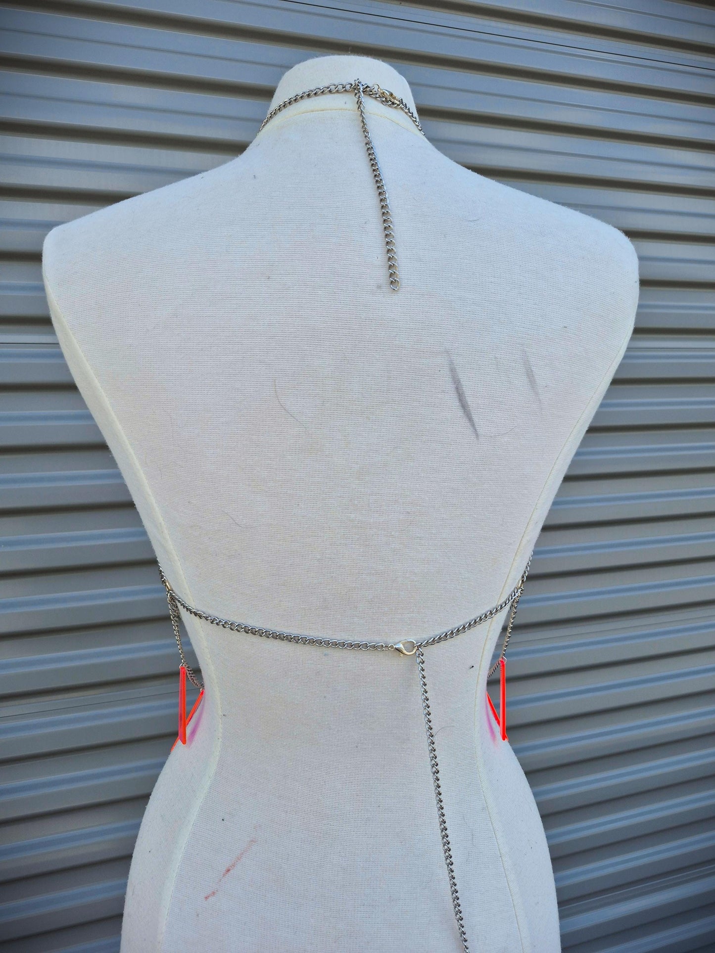 Adjustable Blacklight Reactive Pentagram Goat Head Raven Witchy Body Chain 90's Style